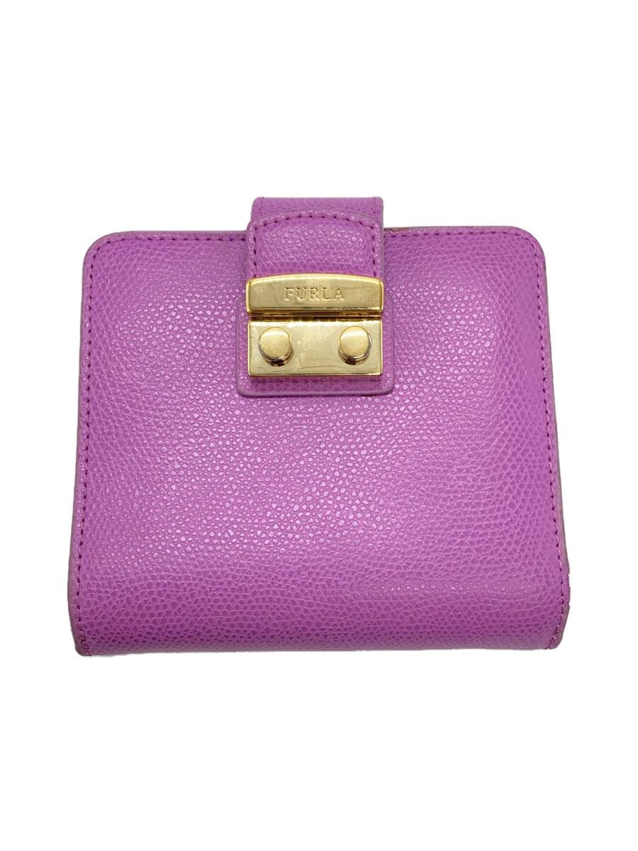 【中古】FURLA◆2つ折り財布/レザー/P