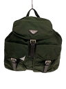 【中古】PRADA◆三角プレート/リュック/ナイロン/KHK【バッグ】