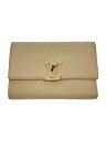 【中古】LOUIS VUITTON◆ポルト・フォイユ・カプシーヌ・コンパクト_トリヨン/レザー/CRM/無地/レディース【服飾雑貨他】