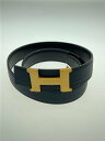 【中古】HERMES◆コンスタンス/Hロゴベルト/レザー/BLK/レディース/1995年製/65【服飾雑貨他】