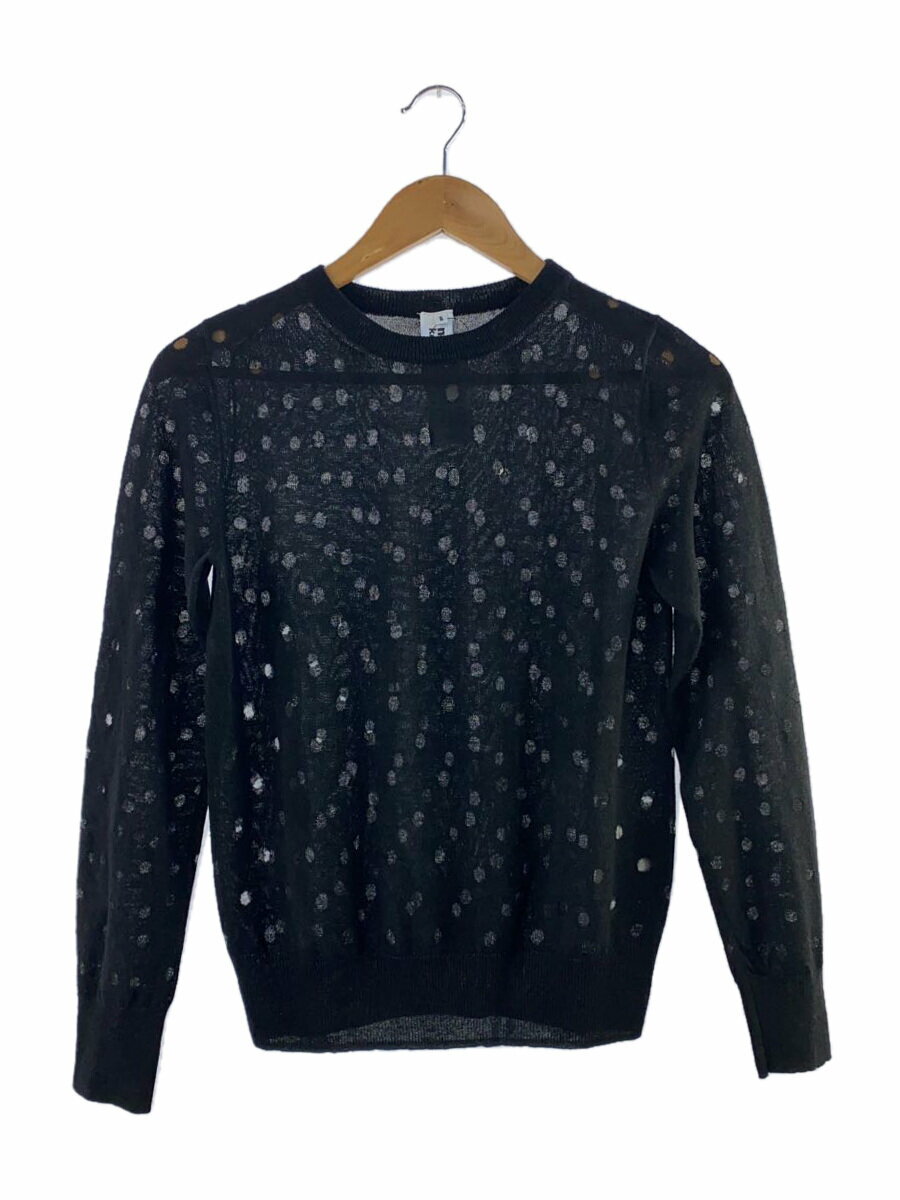 【中古】noir kei ninomiya◆ニット・セーター(薄手)/S/レーヨン/BLK/無地/3O-N002【レディースウェア】