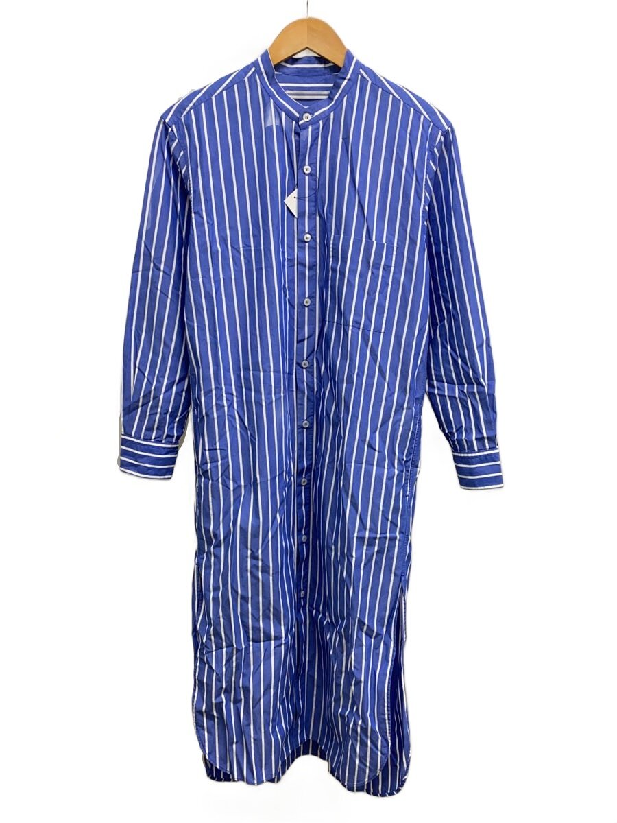 Cristaseya◆STRIPED COTTON MAO SHIRT/ノーカラーシャツワンピ/XS/コットン/IDG/ストライプ//