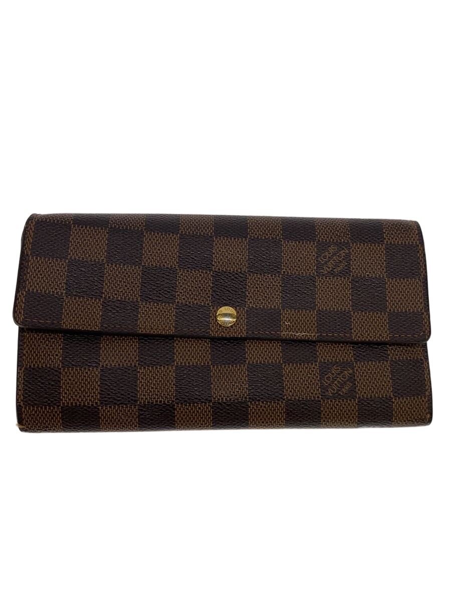 Rakuten - 【中古】LOUIS VUITTON◆1)ポルト・フォイユ・サラ_ダミエ・エベヌ/PVC/BRW/メンズ【服飾雑貨他】