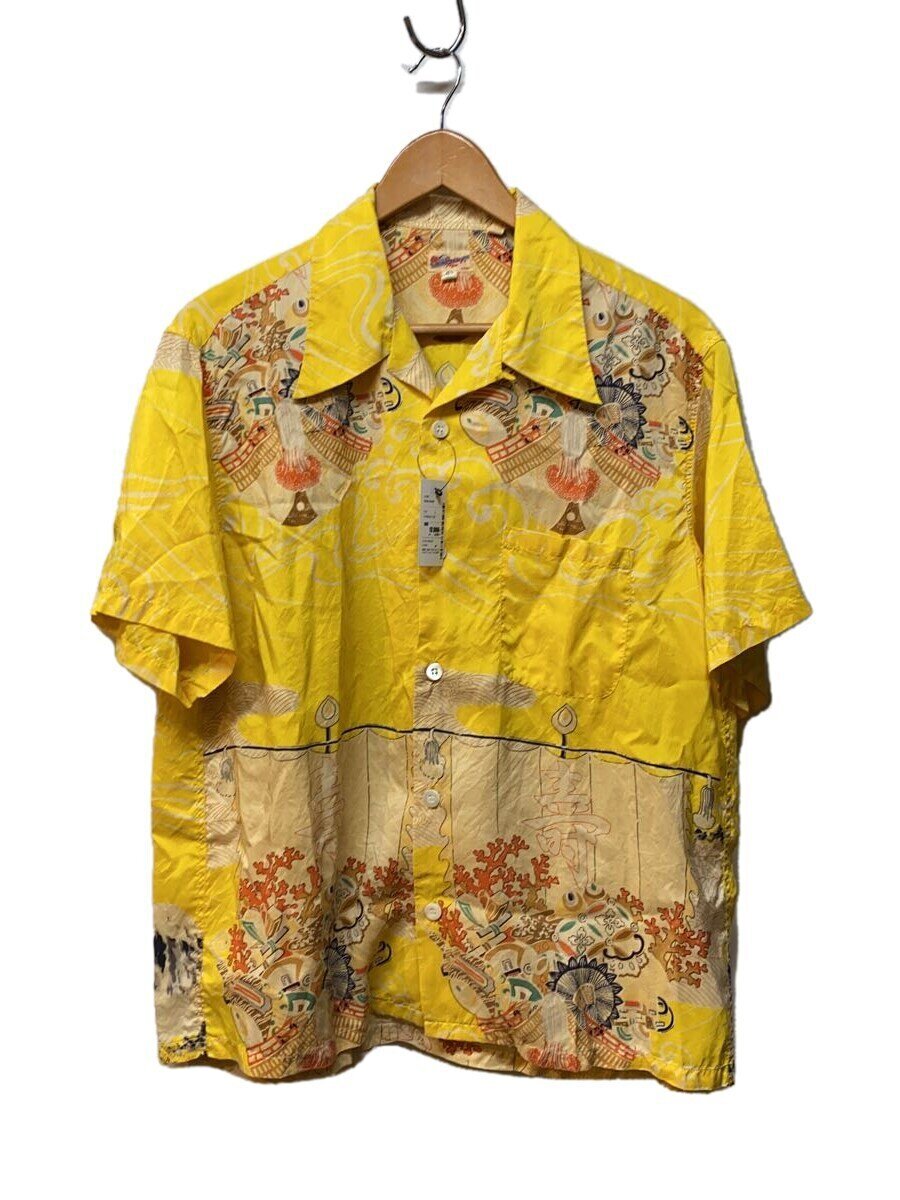【中古】SUN SURF◆寶船/宝船/PURE SILK/M品番/アロハシャツ/L/シルク/YLW/総柄//【メンズウェア】