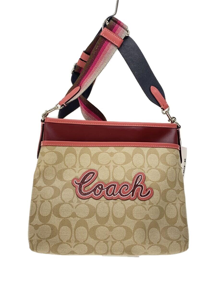 【中古】COACH◆ショルダーバッグ/シグネチャー/PVC/BEG/F72896【バッグ】