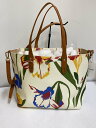【中古】TORY BURCH◆2WAYショルダートートバッグ/レザー/マルチカラー/花柄【バッグ】