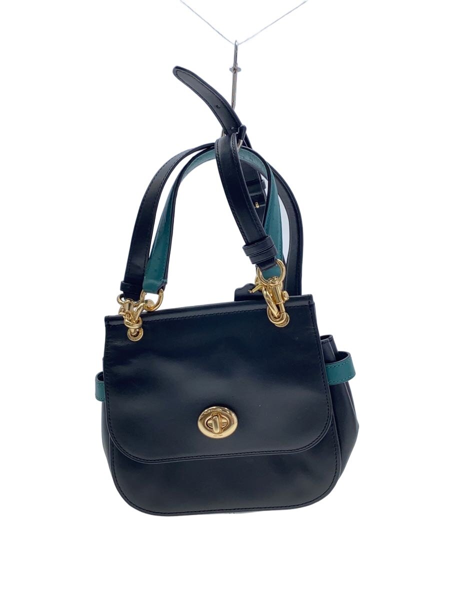 COACH◆ショルダーバッグ/レザー/BLK/無地