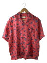 【中古】NEON SIGN◆breaker shirt/半袖シャツ/2/レッド/総柄【メンズウェア】(4)