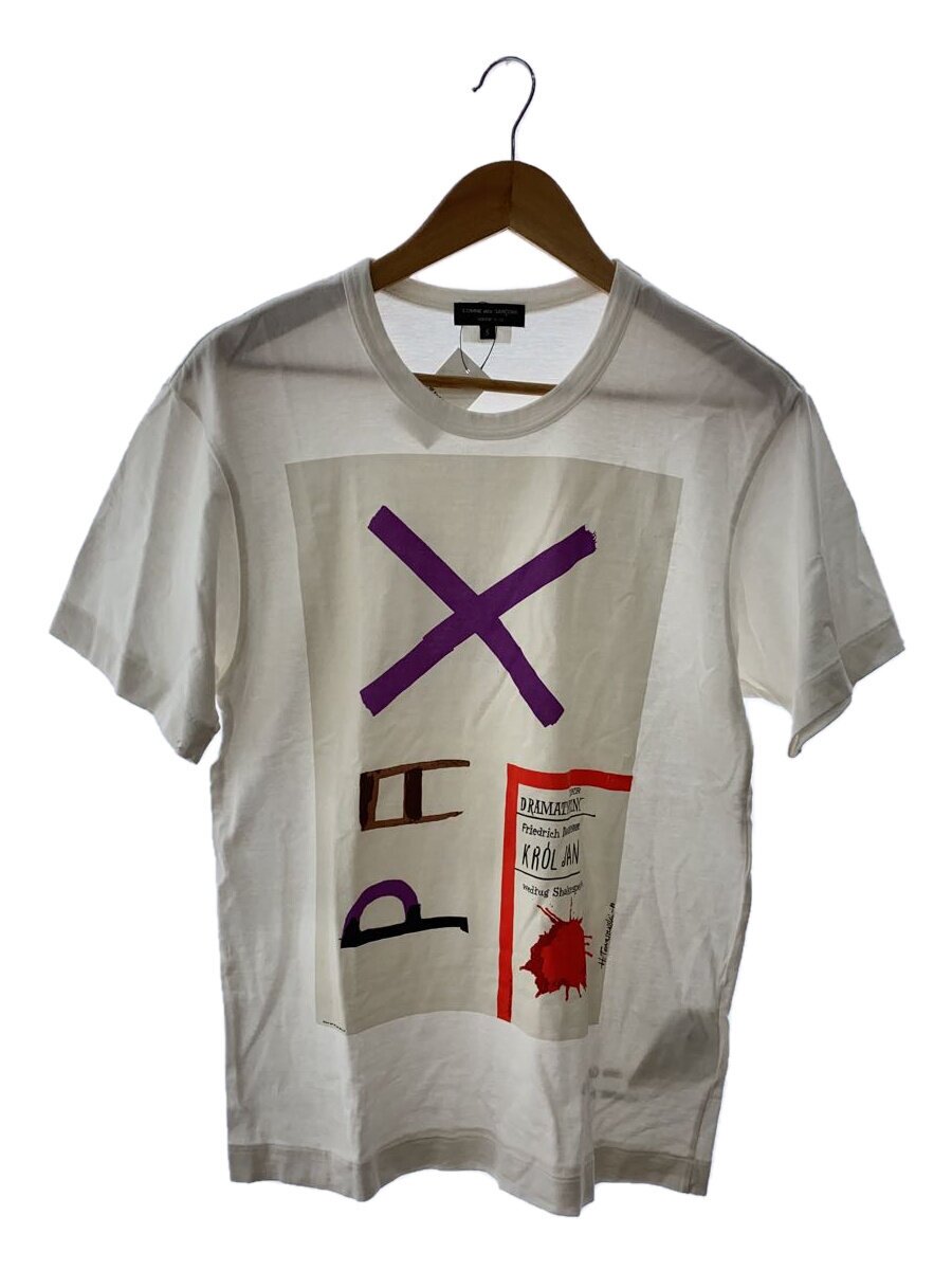COMME des GARCONS HOMME PLUS◆Tシャツ/S/コットン/WHT/プリント/PR-T024