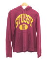 【中古】STUSSY◆パーカー/M/コットン/PNK/無地/アーチロゴ【メンズウェア】