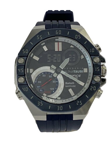 【中古】CASIO◆クォーツ腕時計_EDIFICE/デジアナ/ラバー/BLK/NVY【服飾雑貨他】 【中古】CASIO◆クォーツ腕時計_EDIFICE/デジアナ/ラバー/BLK/NVY【服飾雑貨他】
