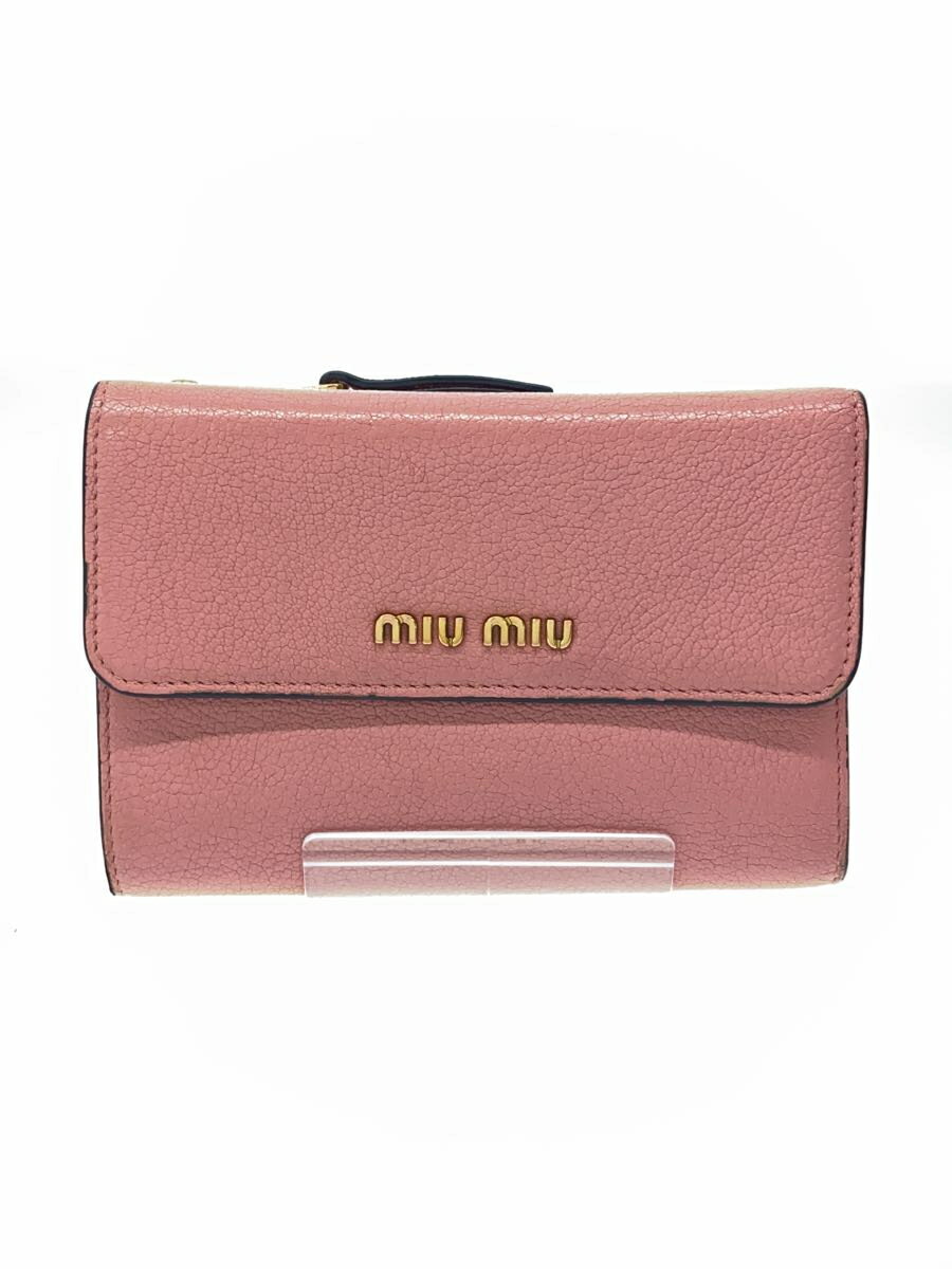 【中古】MIU MIU◆3つ折り財布/レザー