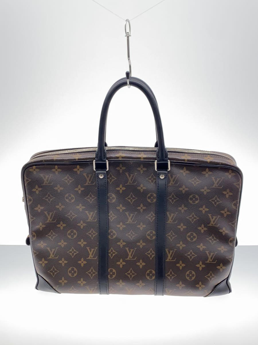 【中古】LOUIS VUITTON◆ポルト・ドキュマン・ヴォワヤージュ_モノグラム・マカサー_BRW/ブリーフケース/ブラウン/M40225//【バッグ】