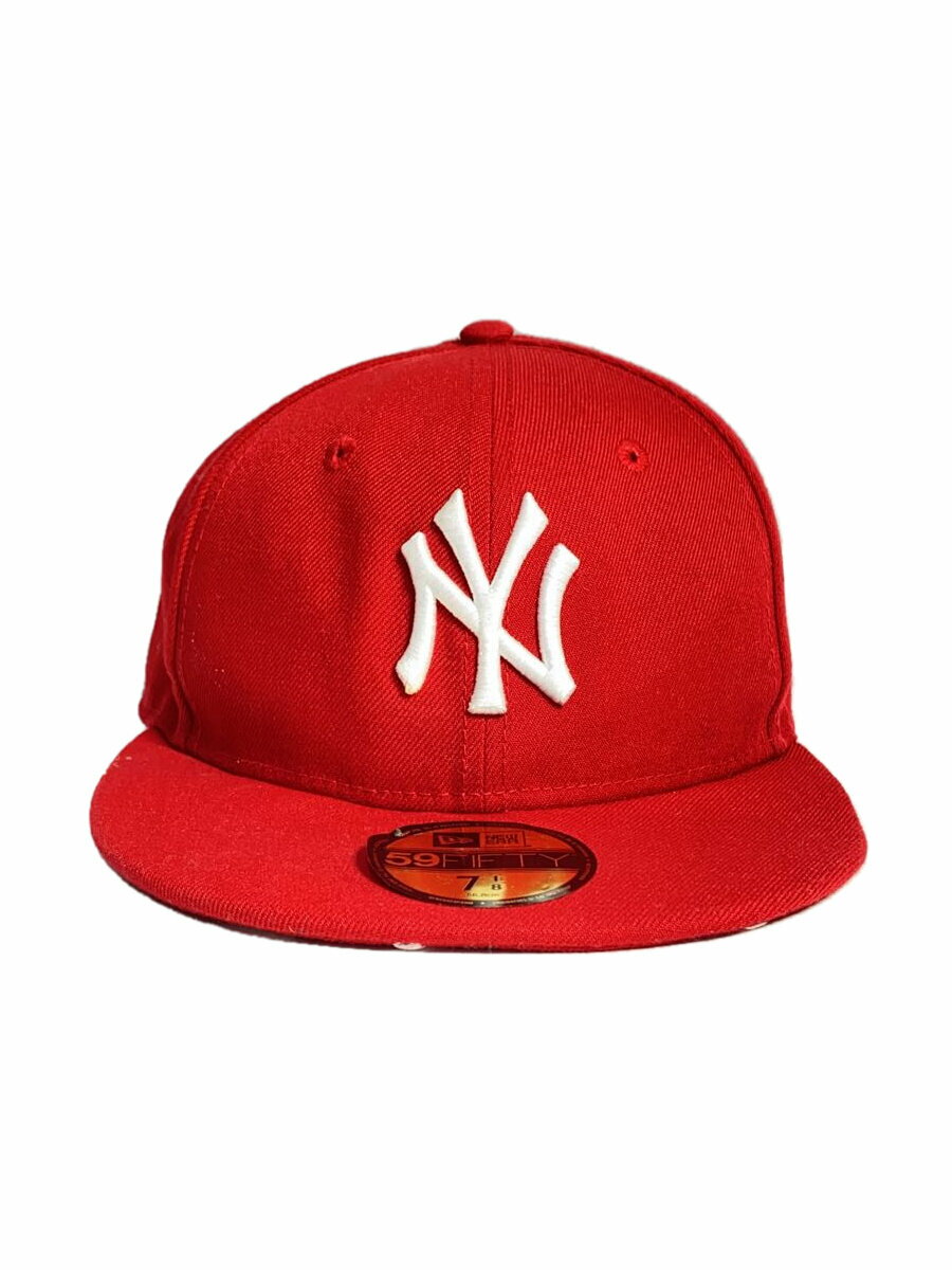 【中古】NEW ERA◆キャップ/7 1/8/ポリエステル/RED/メンズ【服飾雑貨他】