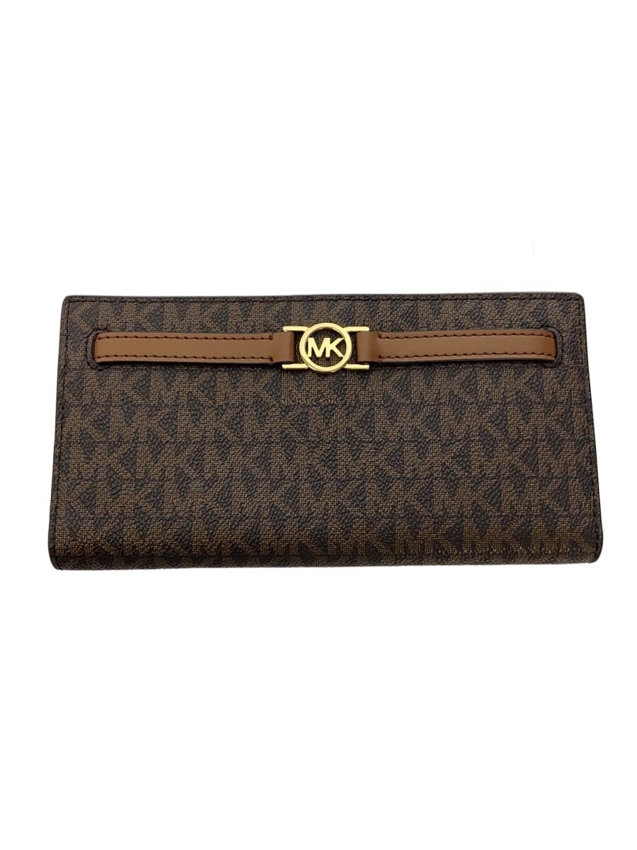 【中古】MICHAEL KORS◆REEDスナップウォレットラージ/PVC/BRW/MKシグネチャー/レディース/35F4G6RE3B【服飾雑貨他】