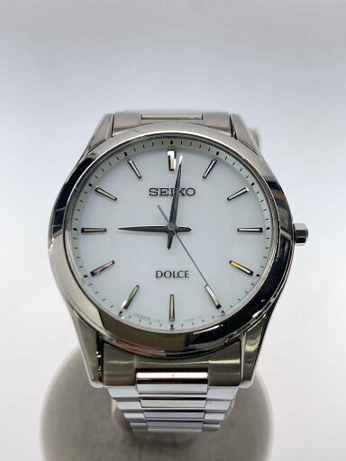 【中古】SEIKO◆DOLCE/ソーラー腕時計/アナログ/ステンレス/WHT/SLV/ドルチェV131-0AE0【服飾雑貨他】 【中古】SEIKO◆DOLCE/ソーラー腕時計/アナログ/ステンレス/WHT/SLV/ドルチェV131-0AE0【服飾雑貨他】