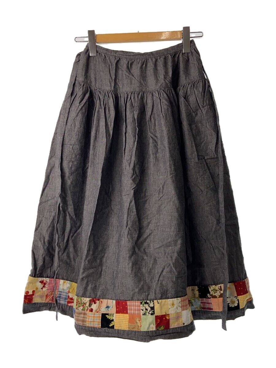 【中古】PINK HOUSE◆ロングスカート/--/コットン/GRY【レディースウェア】
