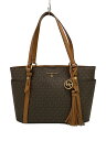 【中古】MICHAEL KORS◆フロントロゴ/MK柄/トートバッグ/レザー/BRW/BA-2012【バッグ】(4)