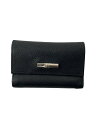 【中古】LONGCHAMP◆3つ折りL字ファスナー財布/レザー/BLK【服飾雑貨他】