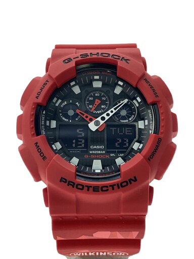 【中古】CASIO◆クォーツ腕時計/アナログ/ラバー/BLK/RED/ga-100b【服飾雑貨他】 【中古】CASIO◆クォーツ腕時計/アナログ/ラバー/BLK/RED/ga-100b【服飾雑貨他】