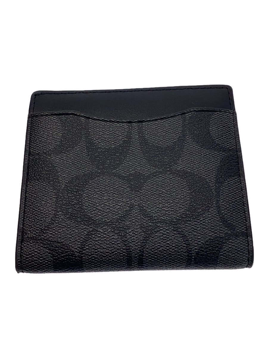 【中古】COACH◆2つ折り財布/レザー/BLK/メンズ/CA021/スナップカードウォレットシグネチャー【服飾雑貨他】
