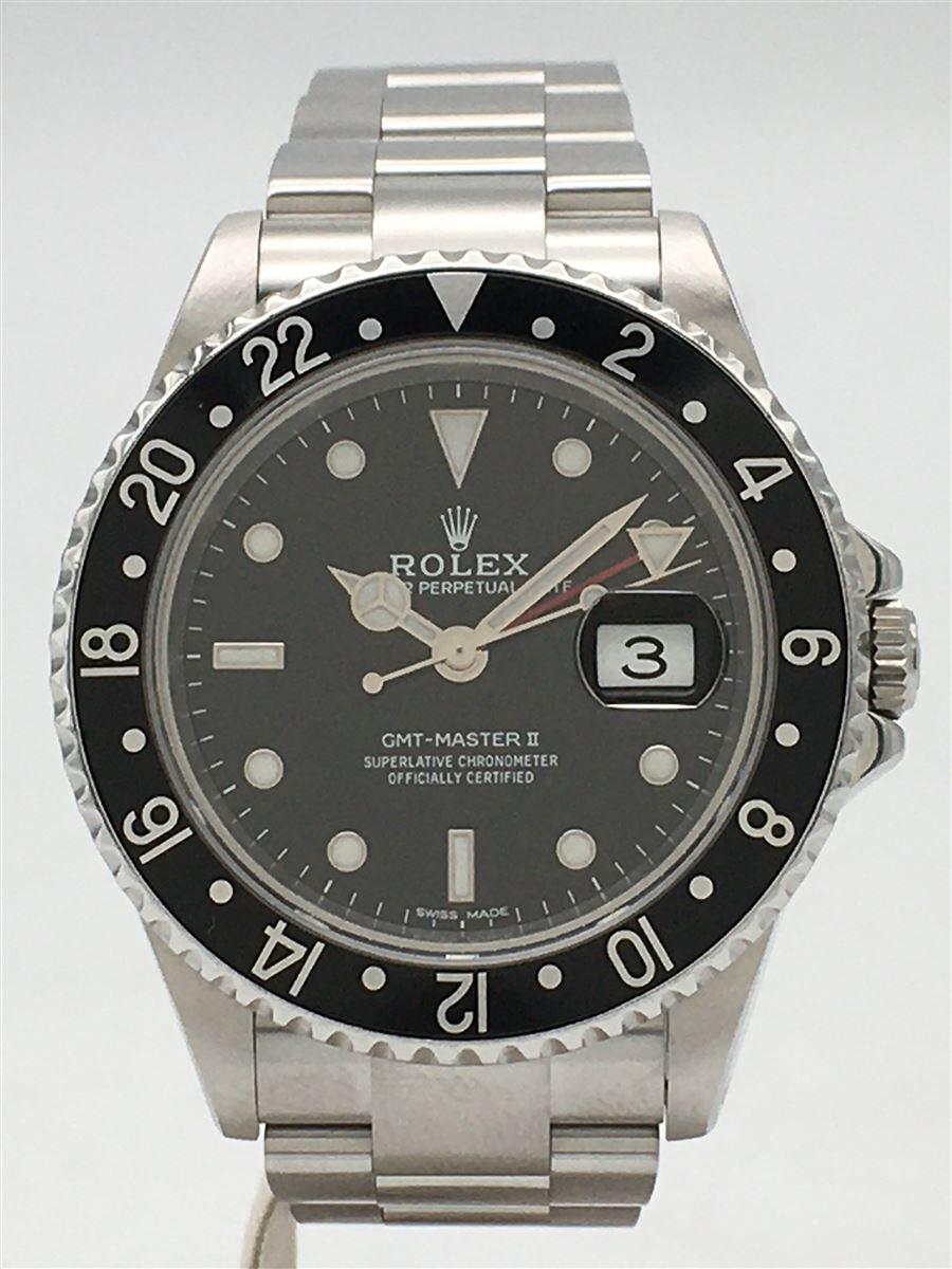 【中古】ROLEX◆ロレックス/GMTマスターII/16710/Y品番/両回転黒ベゼル/オーバーホール済//自動巻き腕時計 デイト【服飾雑貨他】