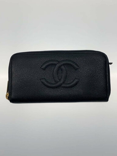 【中古】CHANEL◆長サイフ_レザー_ラウンド_ココマーク_BLK/レザー/BLK/無地/レディース【服飾雑貨他】 【中古】CHANEL◆長サイフ_レザー_ラウンド_ココマーク_BLK/レザー/BLK/無地/レディース【服飾雑貨他】