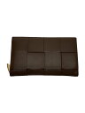 【中古】BOTTEGA VENETA◆長財布/レザー/BEG/無地/レディース【服飾雑貨他】
