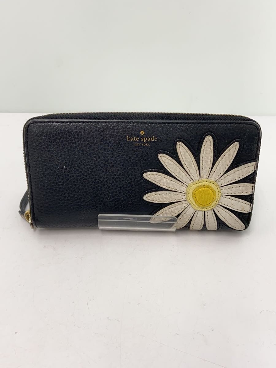 【中古】kate spade new york◆長財布/レザー/BLK/レディース【服飾雑貨他】