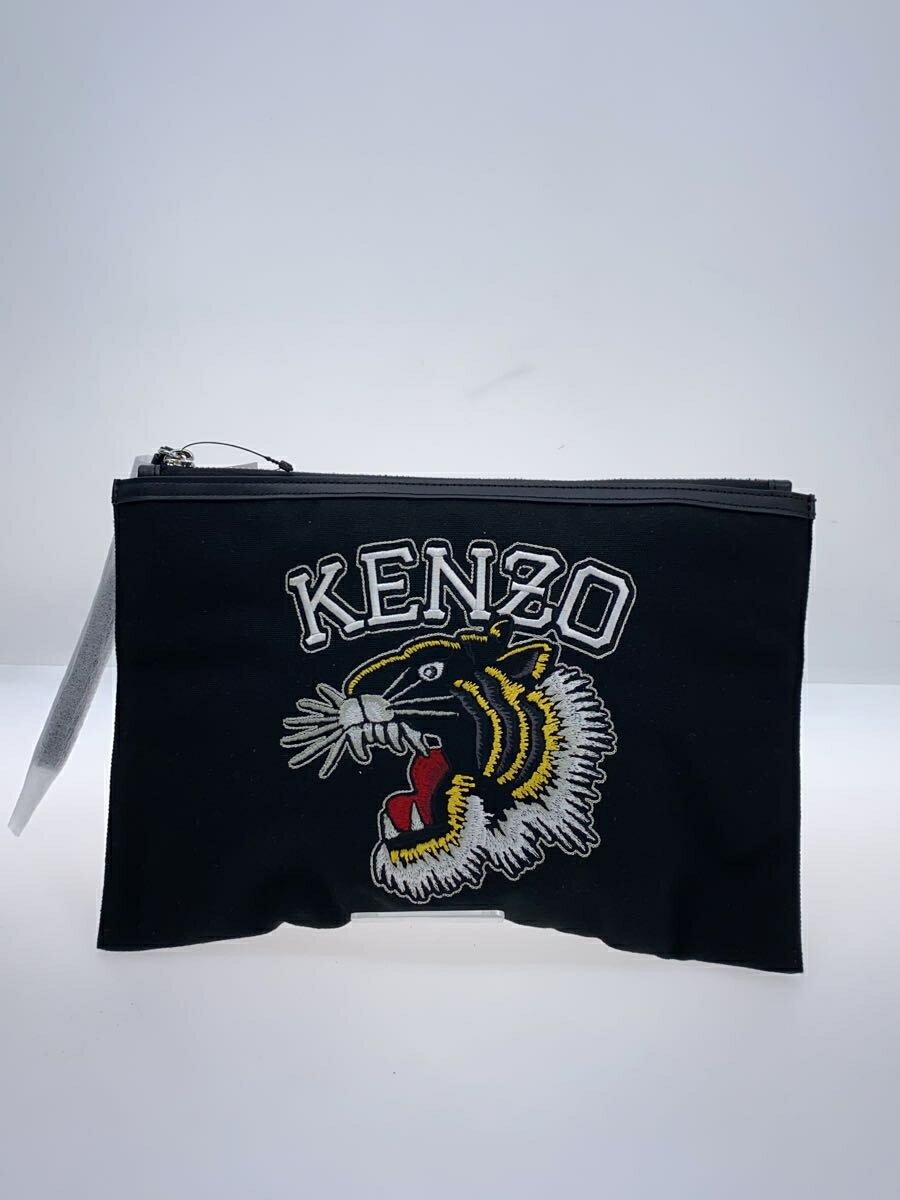 【中古】KENZO◆VARSITY JUNGLE/クラッチバッグ/キャンバス/BLK/アニマル【バッグ】