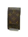 【中古】LOUIS VUITTON◆エテュイ・シガレット_モノグラム・キャンバス_BRW/レザー/BRW/総柄/メンズ【服飾雑貨他】