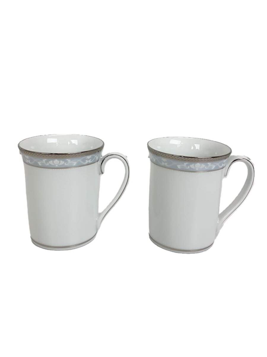 【中古】Noritake◆マグカップ/ペア/2点セット/ホワイト/ハンプシャープラチナ/P91332/4336【キッチン用品】