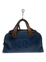 【中古】CHANEL◆ボストンバッグ/レザー/NVY/インザミックス【バッグ】