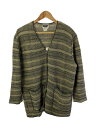 【中古】DKNY(DONNA KARAN NEW YORK)◆カーディガン(薄手)/S/リネン/ベージュ/ボーダー【メンズウェア】