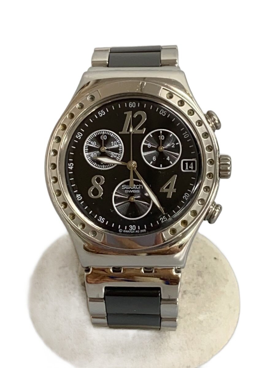SWATCH◆クォーツ腕時計/アナログ/--/BLK/SLV