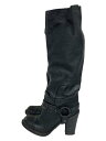 【中古】VERA WANG◆ロングブーツ/US8/BLK/レザー【シューズ】