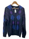 【中古】HYSTERIC GLAMOUR◆19AW/アーガイル柄 編込カーディガン/アンゴラ混/カーディガン/M/ウール/BLK【メンズウェア】