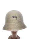 【中古】STUSSY◆バケットハット/FREE/ポリエステル/CRM/無地/レディース【服飾雑貨他】