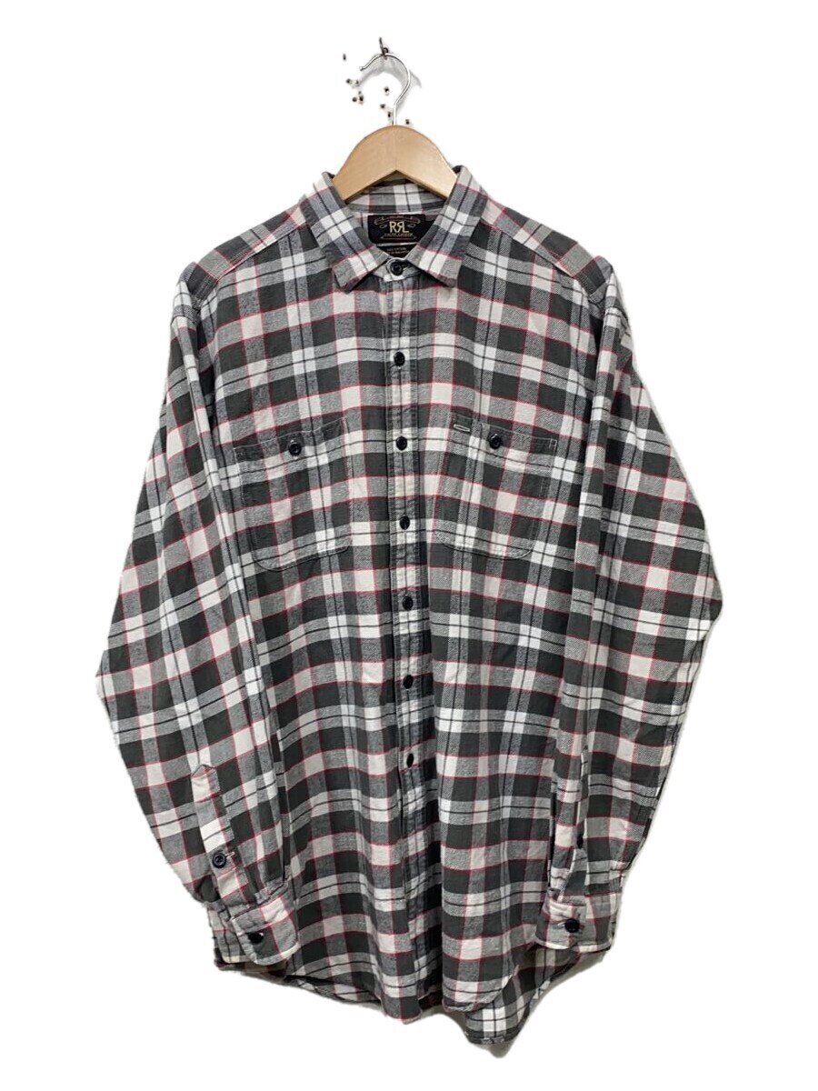 【中古】RRL◆90s/ネルシャツ/L/コットン/GRY/チェック【メンズウェア】