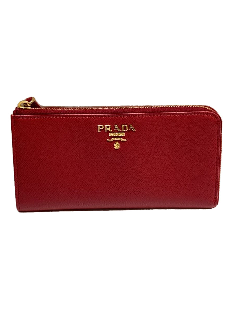 【中古】PRADA◆長財布/PVC/RED/無地/レディース/1ML030【服飾雑貨他】