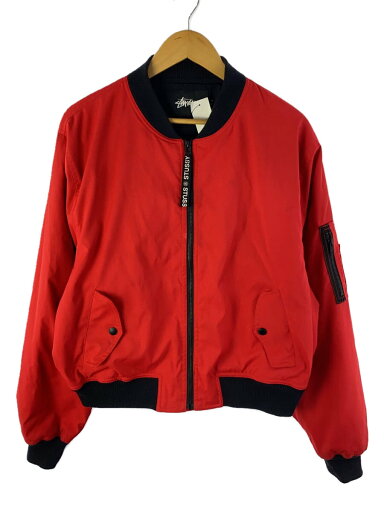 【中古】STUSSY◆フライトジャケット/M/ポリエステル/RED【メンズウェア】 【中古】STUSSY◆フライトジャケット/M/ポリエステル/RED【メンズウェア】
