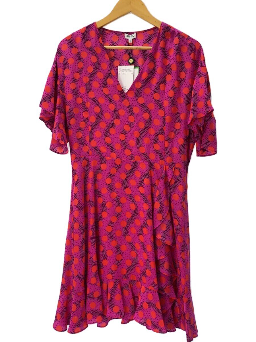 【中古】KENZO◆半袖ワンピース/38/シルク/PNK/総柄【レディースウェア】