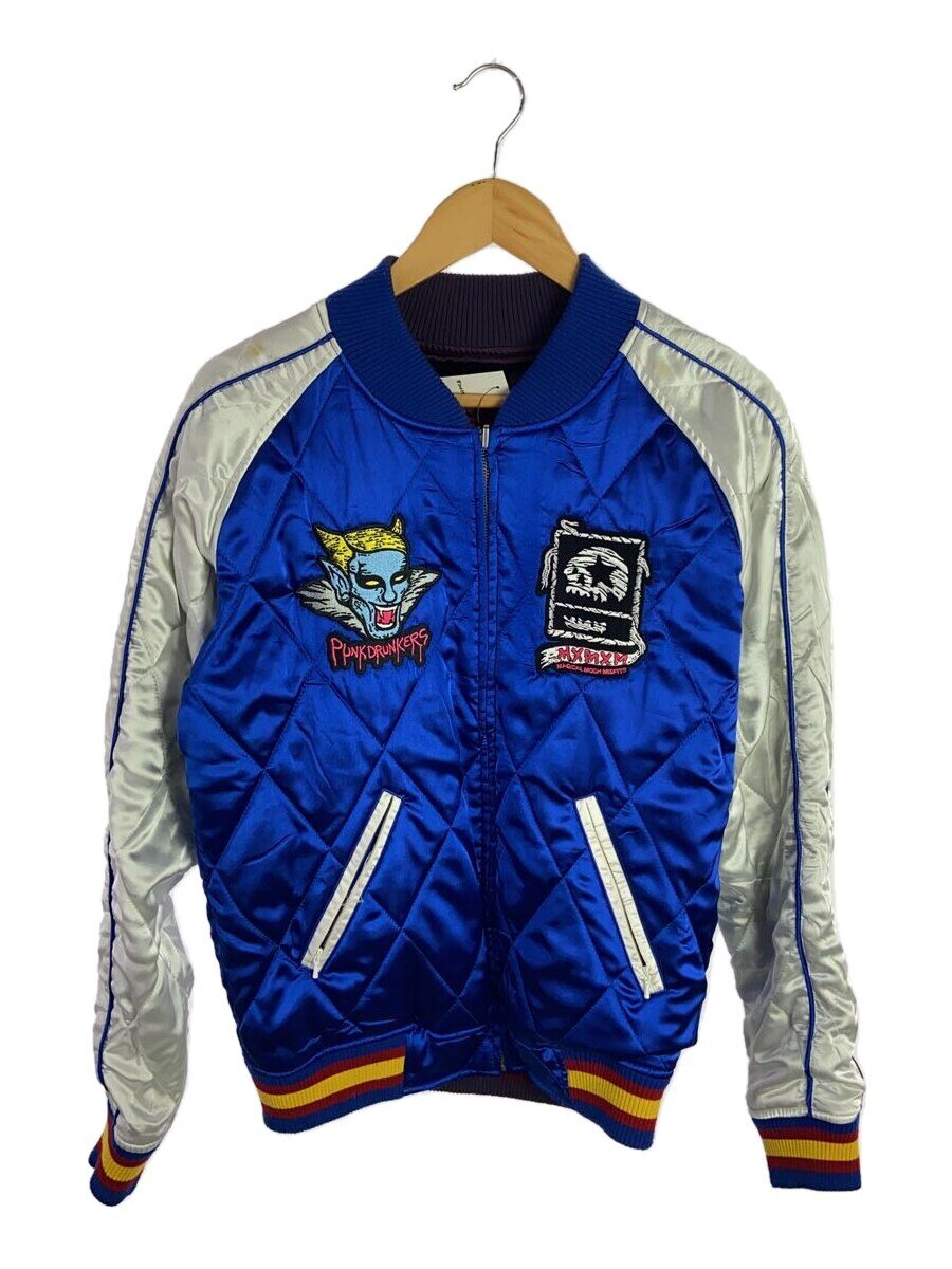 【中古】PUNK DRUNKERS◆スカジャン/--/ポリエステル/BLU【メンズウェア】