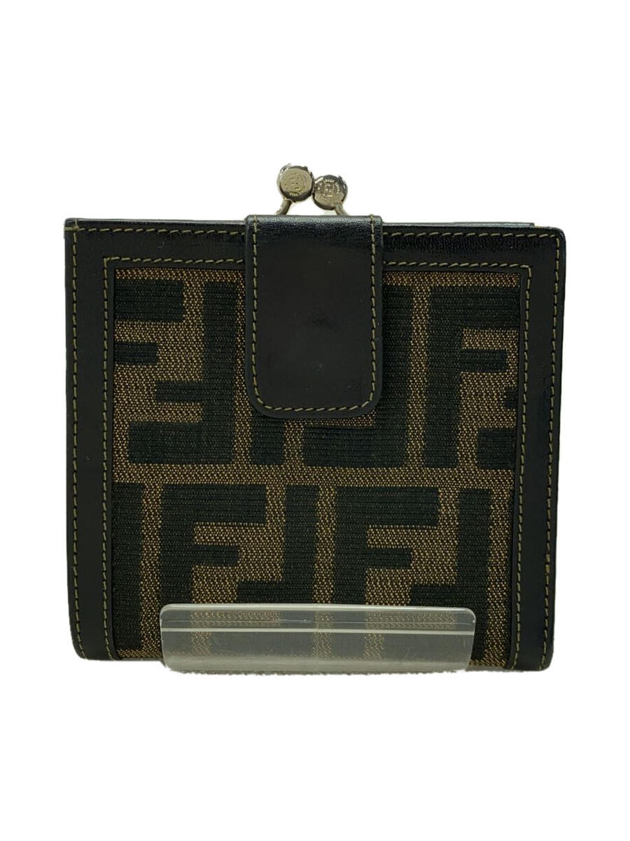 【中古】FENDI◆2つ折り財布/キャンバス/BRW/レディー