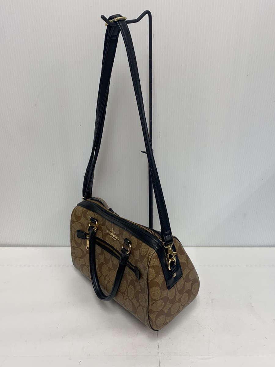 【中古】COACH◆F83807/ハンドバッグ/PVC/BRW/総柄【バッグ】