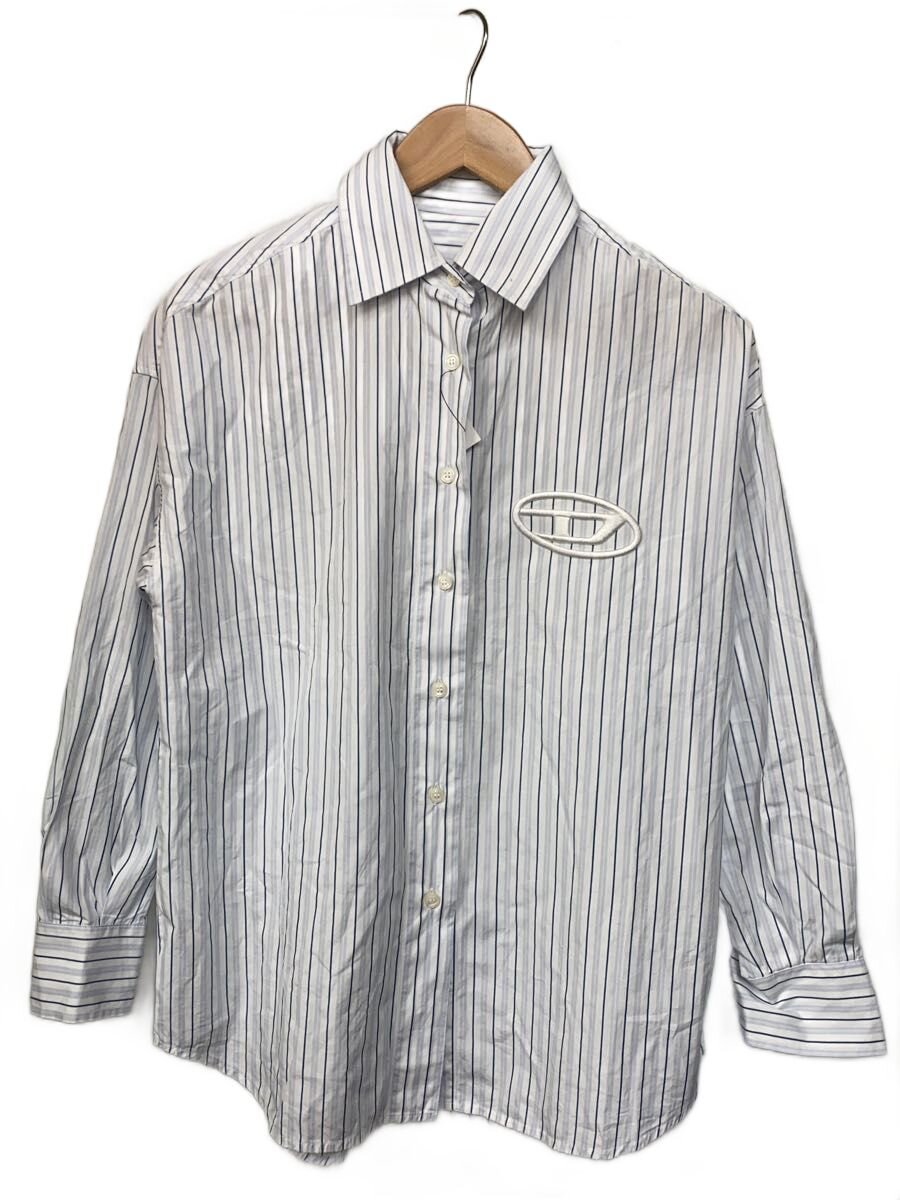 DIESEL◆S-DOUBLY-STRIPE/長袖シャツ/38/コットン/WHT/ストライプ/A10200