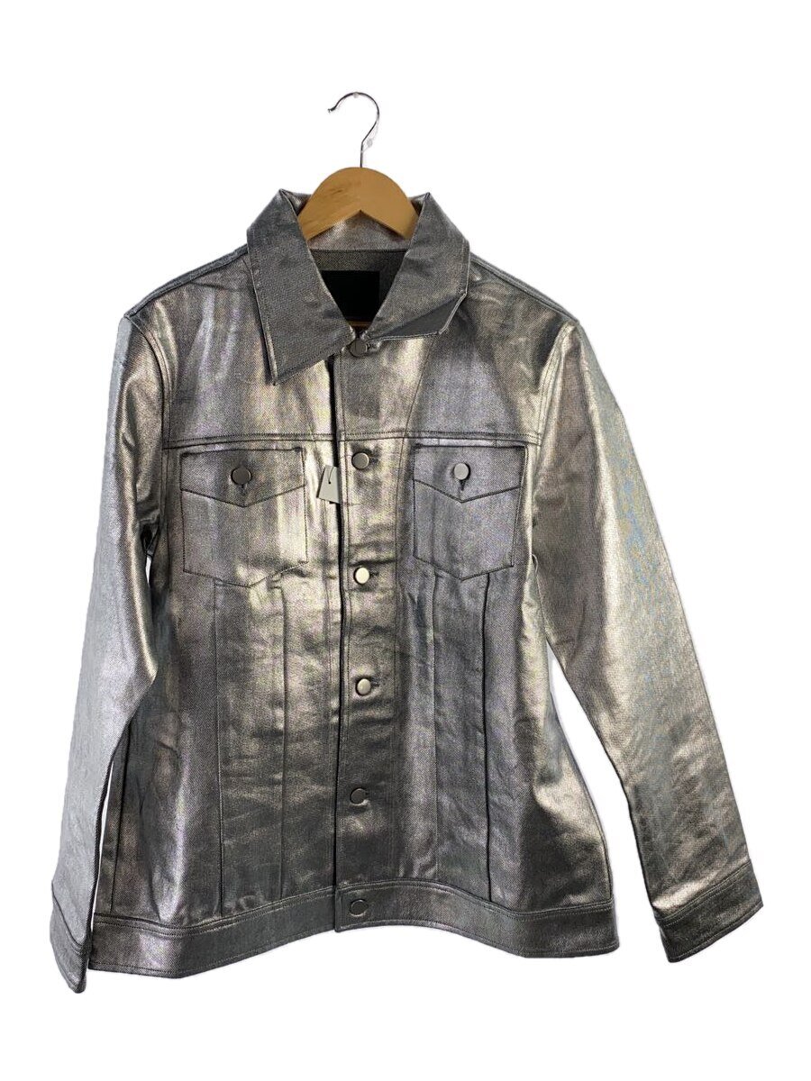【中古】WEYEP◆RUBBER COATING DENIMJACKET/コーティングデニムジャケット/FREE/コットン/シルバー【メンズウェア】