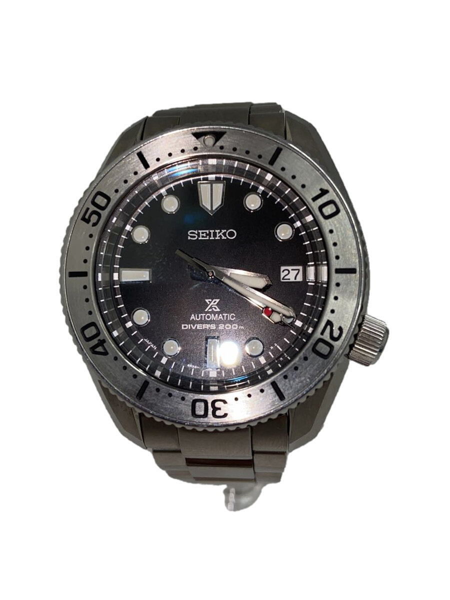 【中古】SEIKO◆自動巻腕時計/アナログ/ステンレス/BLK/SLV/SS/6R35-01E0【服飾雑貨他】