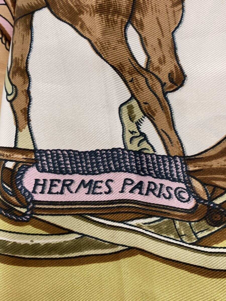 【中古】HERMES◆カレ90/MARINE ET CAVALERIEスカーフ/シルク/レディース/※一部汚れ有【服飾雑貨他】