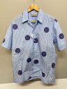 【中古】Blackeyepatch◆Kamon Short Sleeve ShirtBLU/ストライプ柄半袖シャツ【メンズウェア】